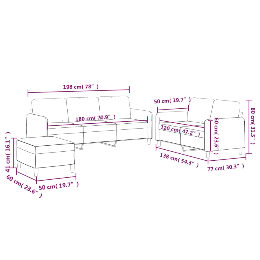 Ensemble de canapés 3 pcs avec coussins Gris foncé Tissu - 9