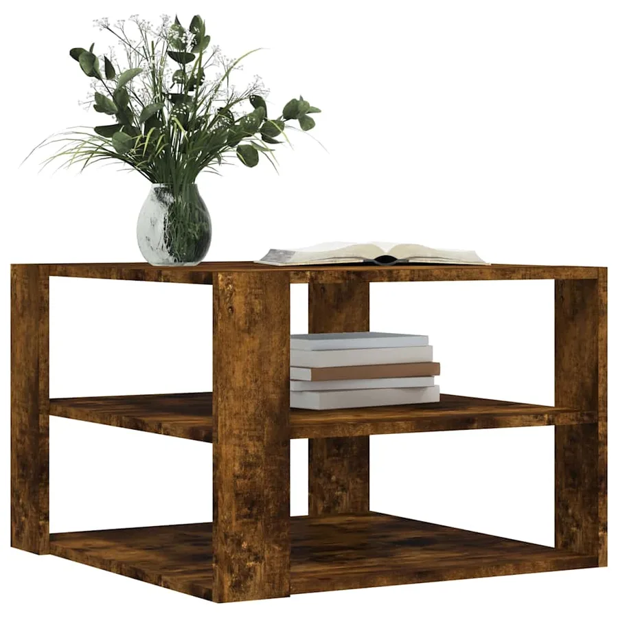 Table basse chêne fumé 58x58x40 cm bois d'ingénierie - 3