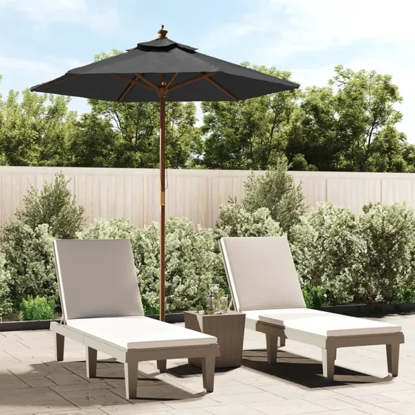 Parasol de jardin avec mât en bois anthracite 196x231 cm
