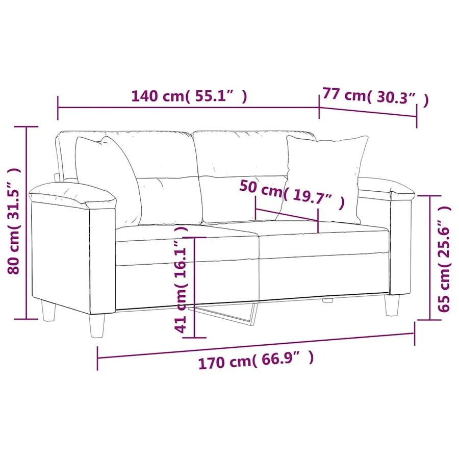 Canapé 2 places avec oreillers décoratifs noir 140cm similicuir - 8