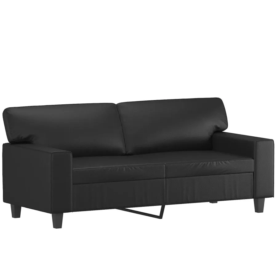 Ensemble de canapés 2 pcs avec coussins noir similicuir - 4