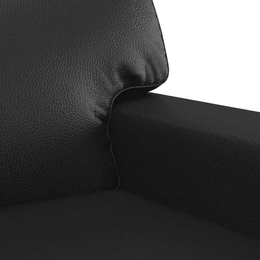 Ensemble de canapés 2 pcs avec coussins noir similicuir - 5