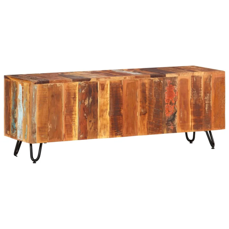 Meuble TV 110x30x40 cm Bois massif de récupération - 10
