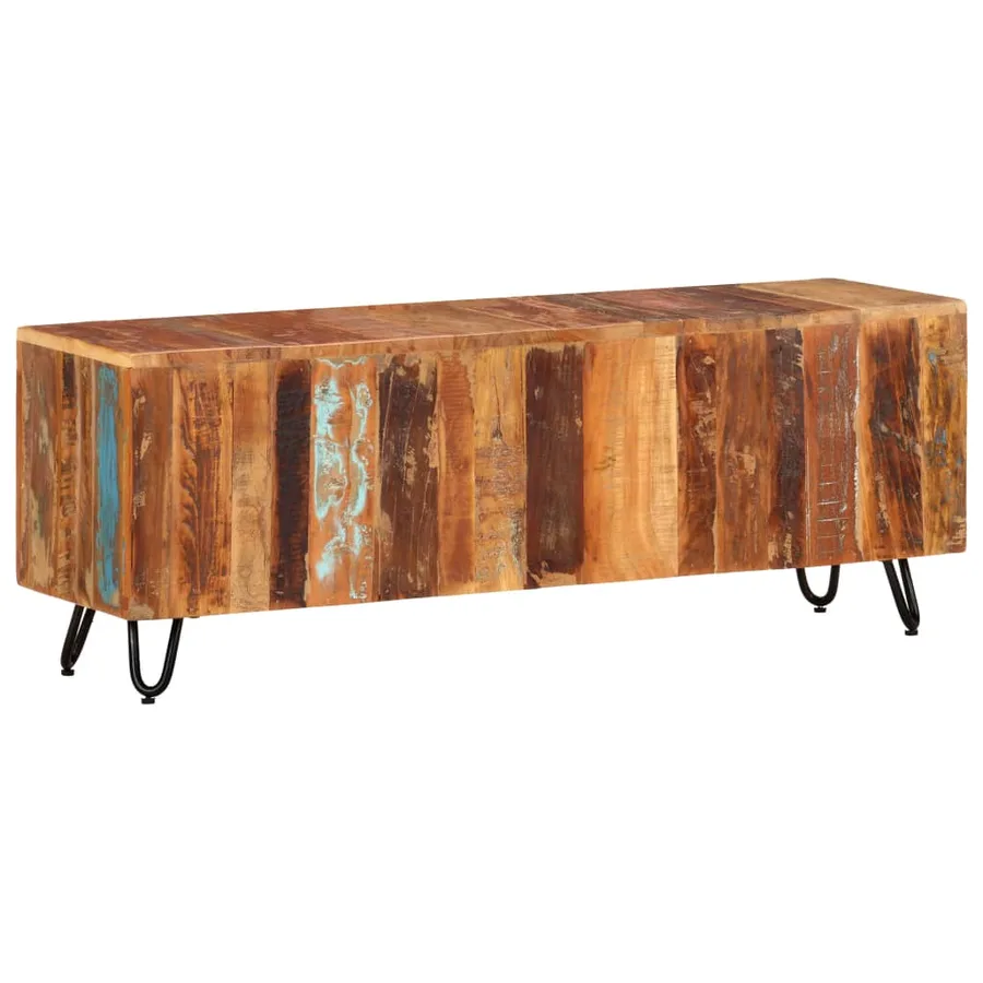 Meuble TV 110x30x40 cm Bois massif de récupération - 7