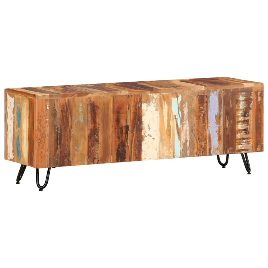 Meuble TV 110x30x40 cm Bois massif de récupération - 8