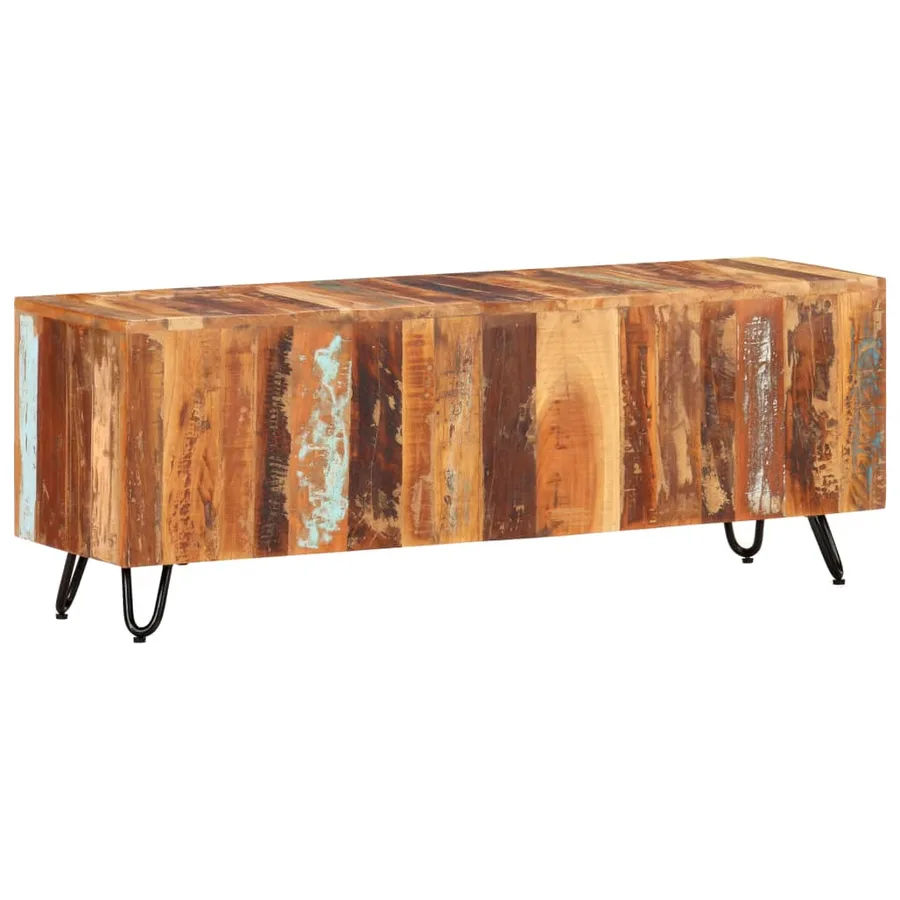 Meuble TV 110x30x40 cm Bois massif de récupération - 9