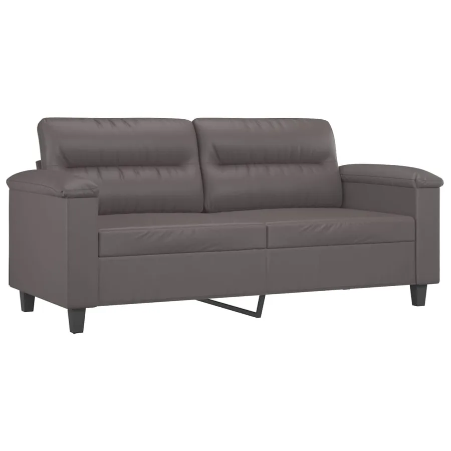 Ensemble de canapés 3 pcs avec coussins gris similicuir - 4