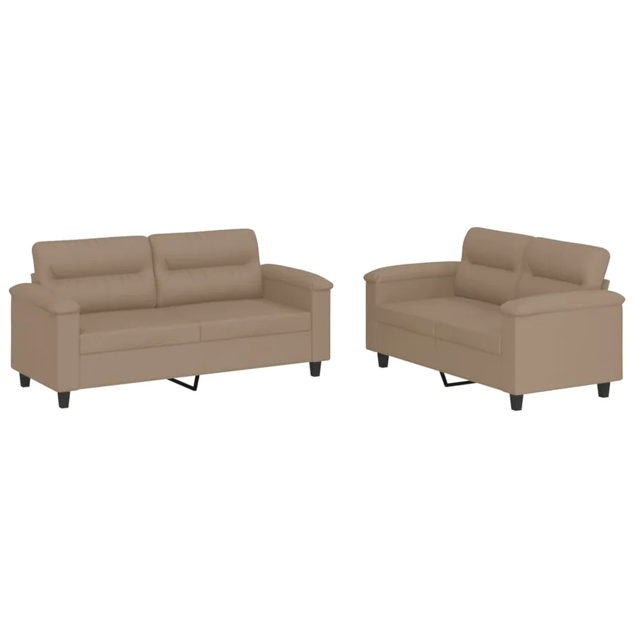 Ensemble de canapés 2 pcs avec coussins Cappuccino Similicuir - 2