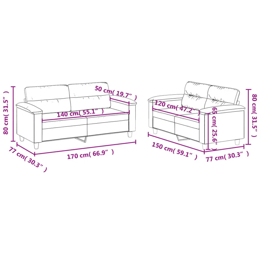 Ensemble de canapés 2 pcs avec coussins Cappuccino Similicuir - 7