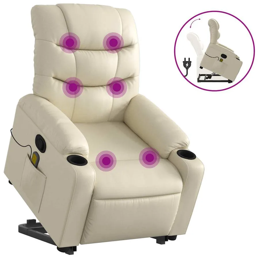 Fauteuil inclinable de massage Crème Similicuir - 2