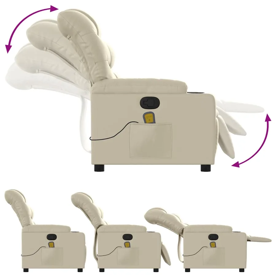 Fauteuil inclinable de massage Crème Similicuir - 5