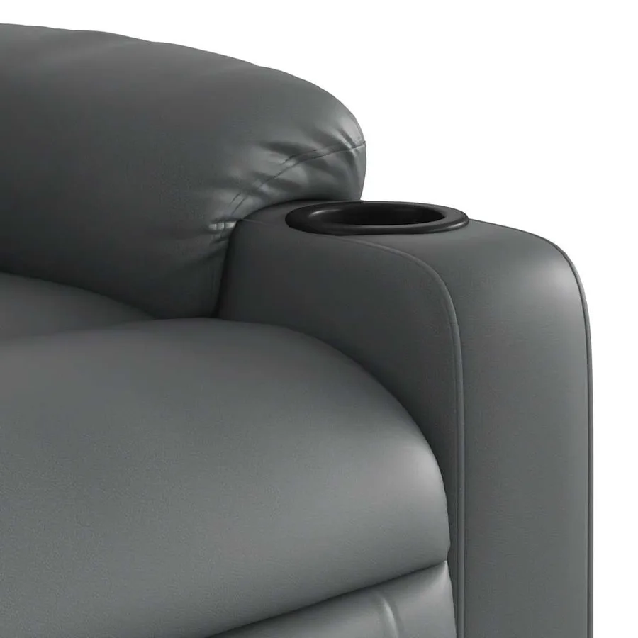 Fauteuil de massage inclinable électrique gris similicuir - 11