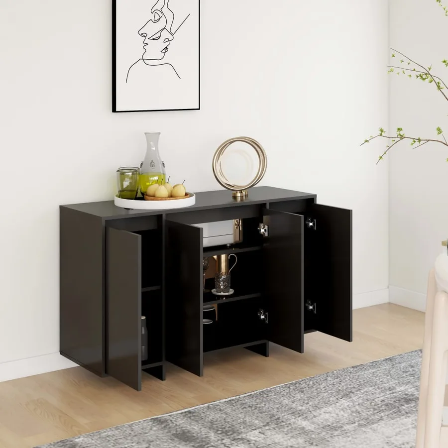 Buffet noir 120x41x75 cm bois d'ingénierie - 4