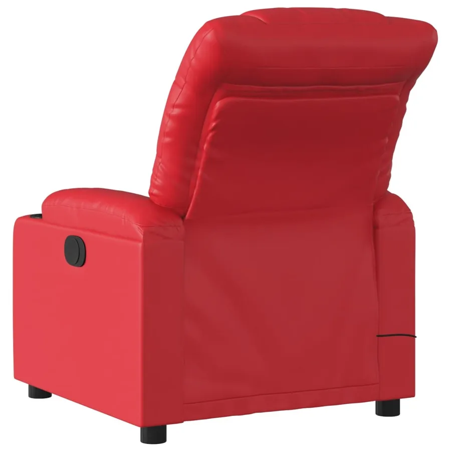 Fauteuil de massage inclinable électrique rouge similicuir - 5