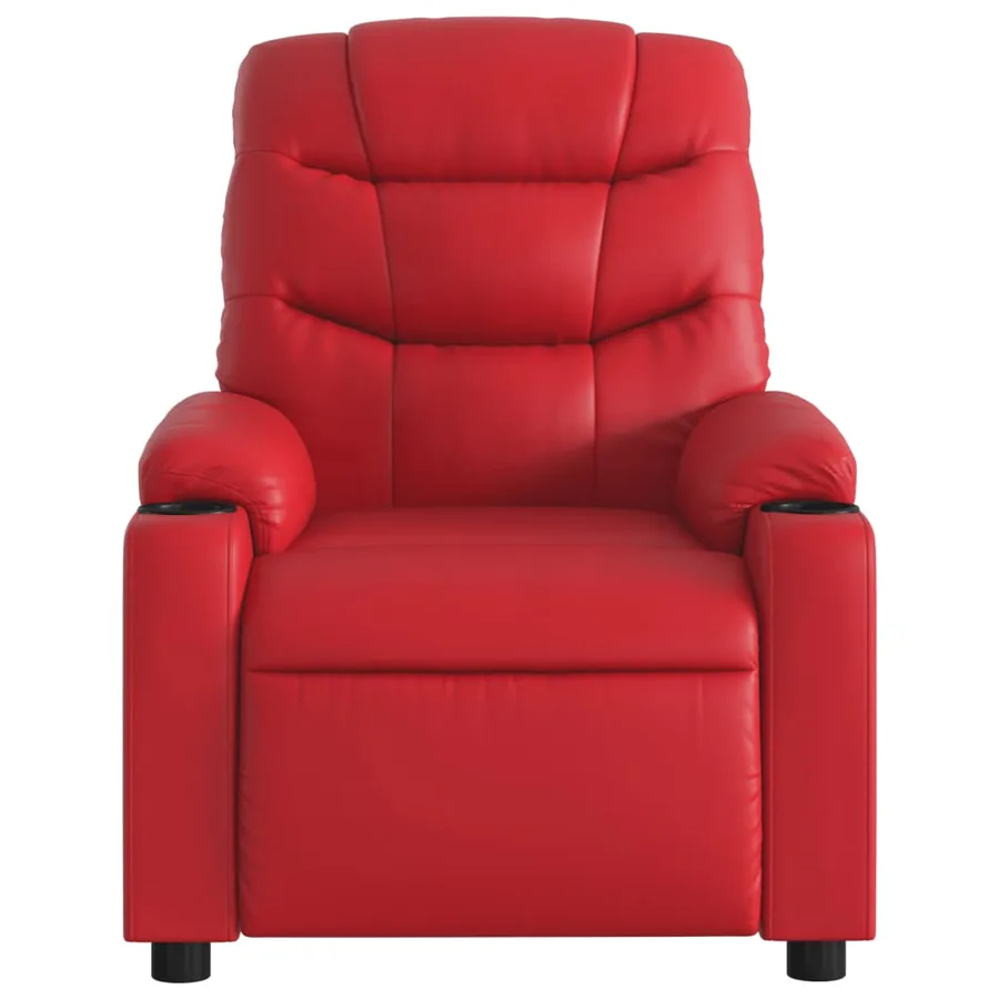 Fauteuil de massage inclinable électrique rouge similicuir - 9