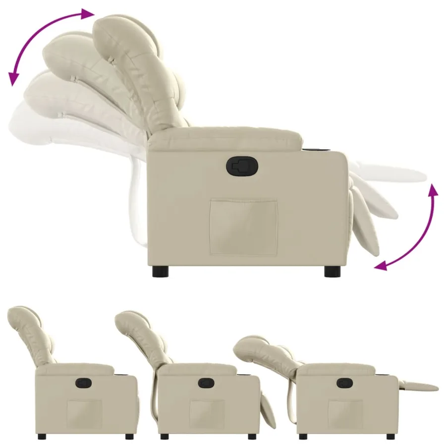 Fauteuil inclinable Crème Similicuir - 4