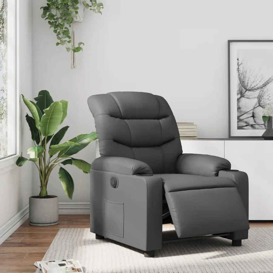 Fauteuil inclinable électrique Gris Similicuir - 16