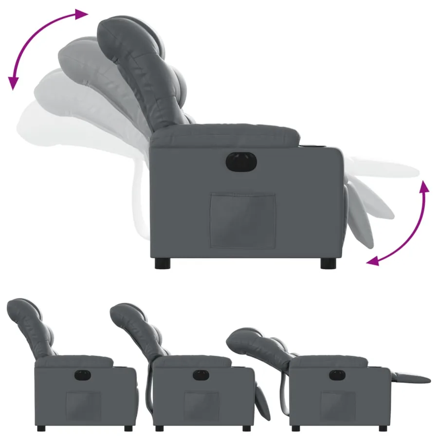 Fauteuil inclinable électrique Gris Similicuir - 7