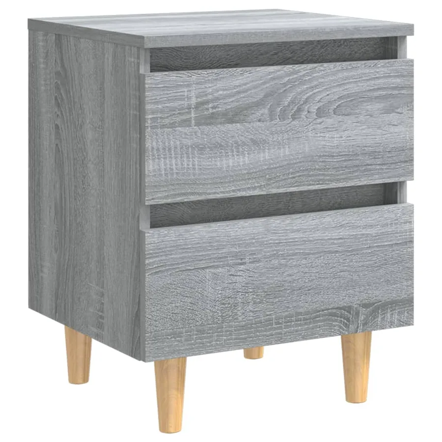 Table de chevet avec pieds en bois Sonoma gris 40x35x50 cm - 2