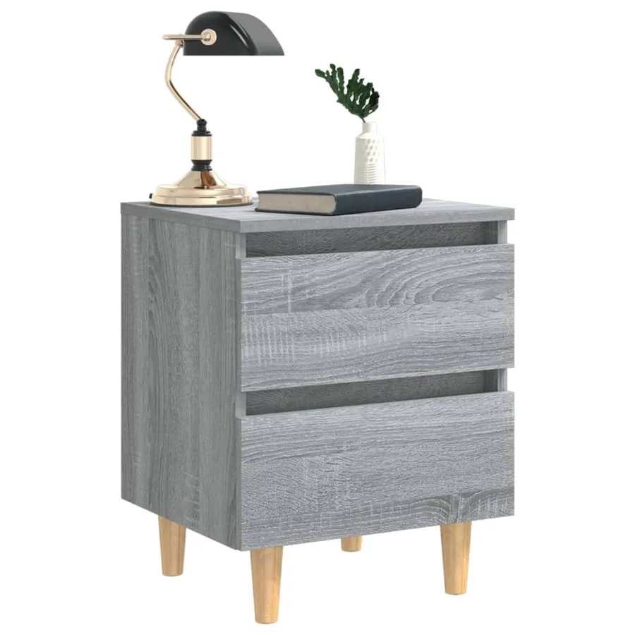 Table de chevet avec pieds en bois Sonoma gris 40x35x50 cm - 6