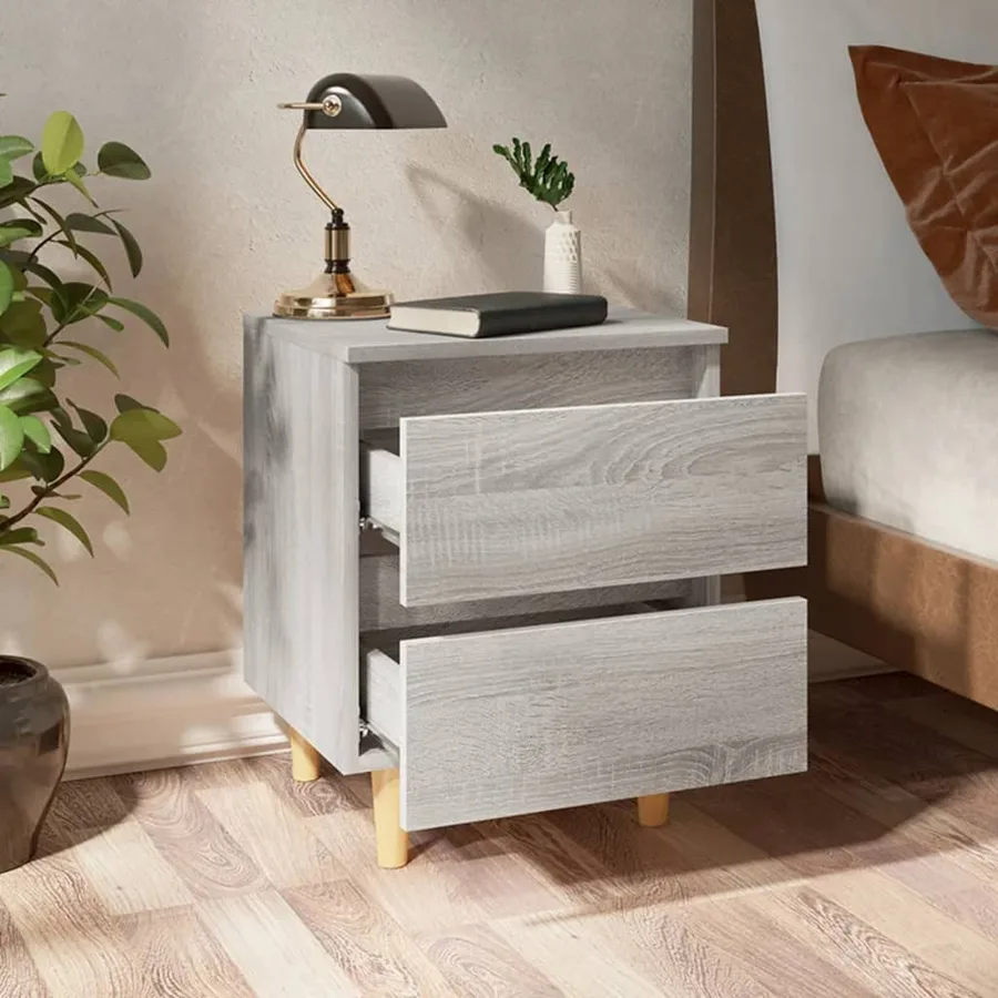 Table de chevet avec pieds en bois Sonoma gris 40x35x50 cm - 7