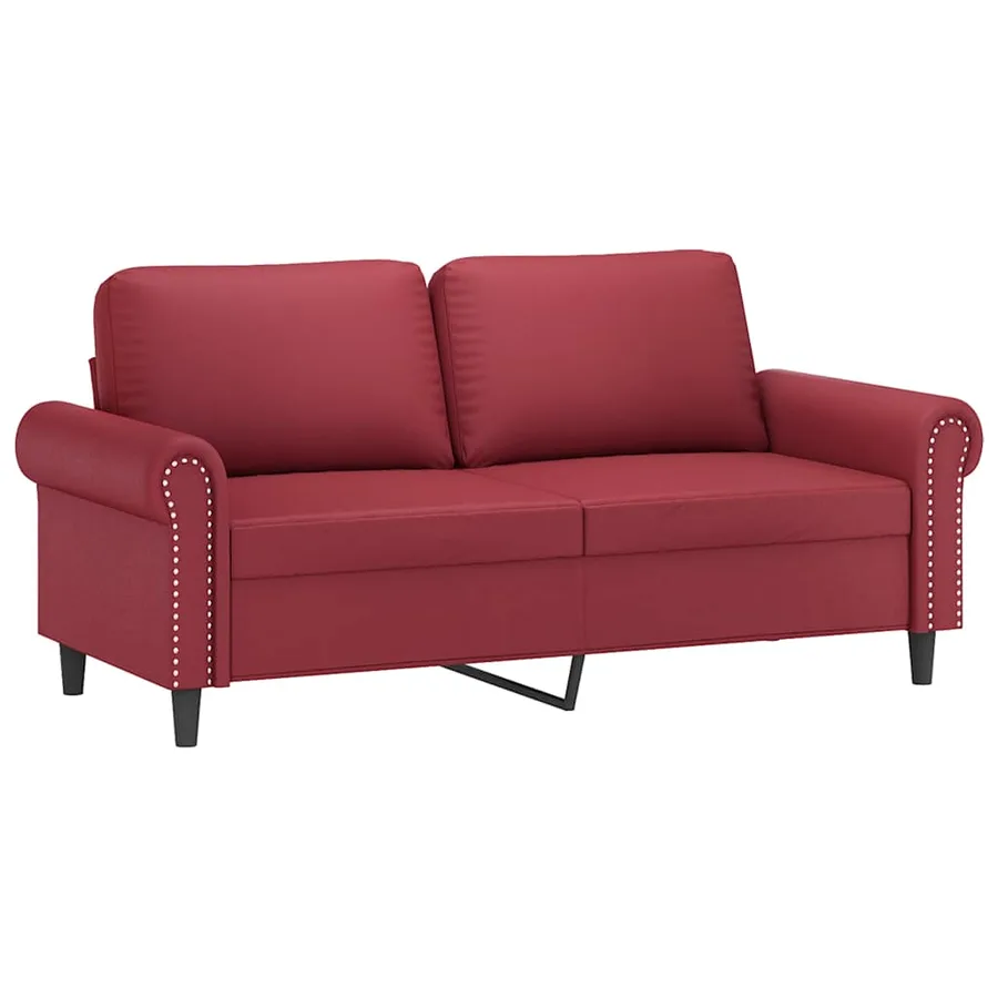Canapé à 2 places Rouge bordeaux 140 cm Similicuir - 2