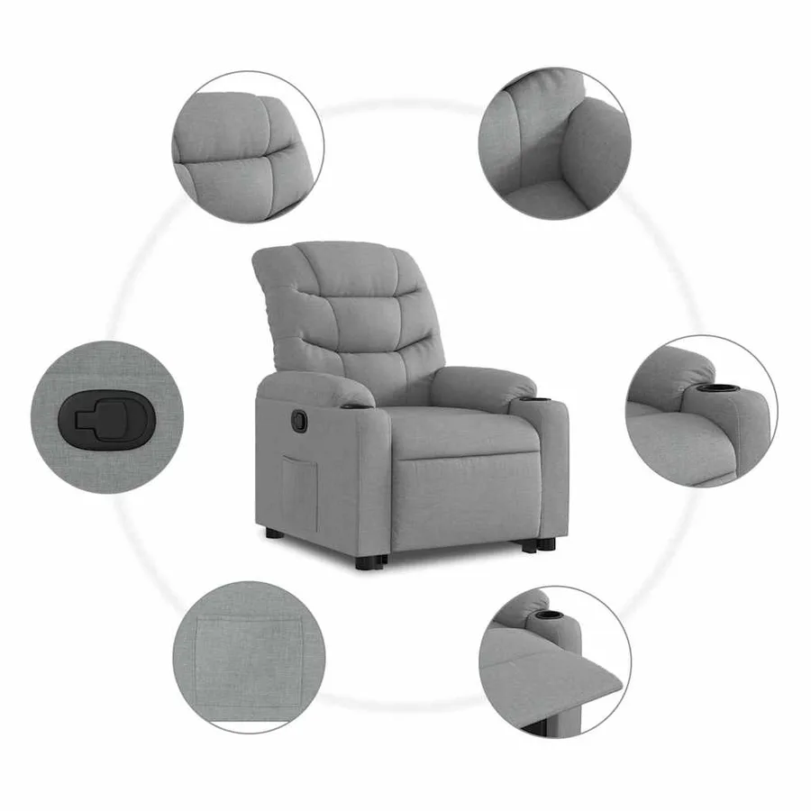 Fauteuil inclinable Gris clair Tissu - 8