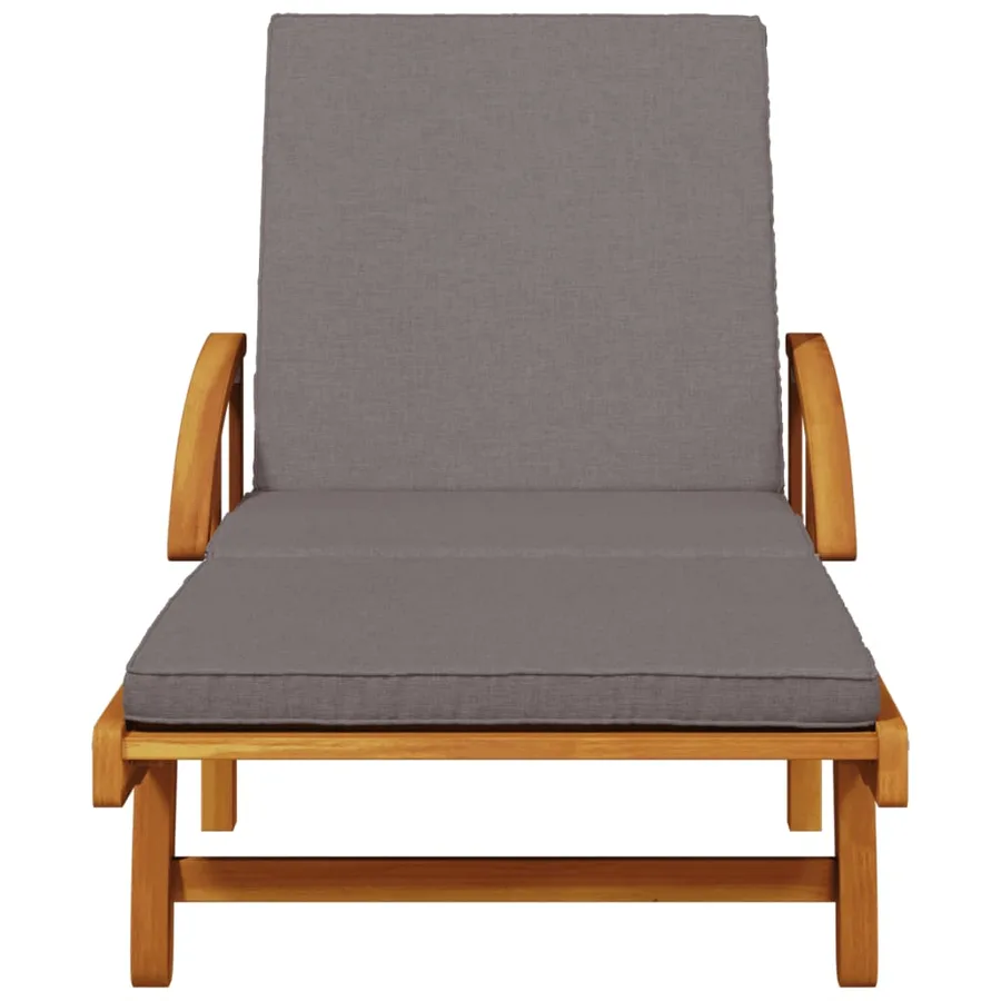 Chaises longues lot de 2 avec table bois massif d'acacia - 5