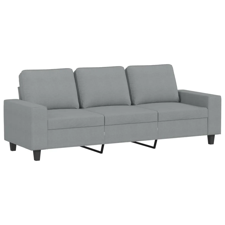 Canapé à 3 places avec repose-pieds Gris clair 180 cm Tissu - 3