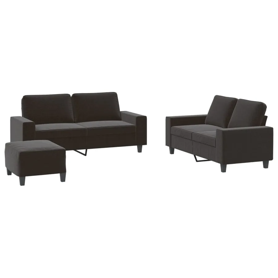 Ensemble de canapés 3 pcs noir tissu - 2