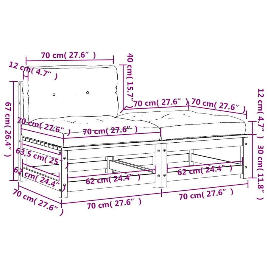 Canapé de jardin sans accoudoirs avec coussins et repose-pieds - 11