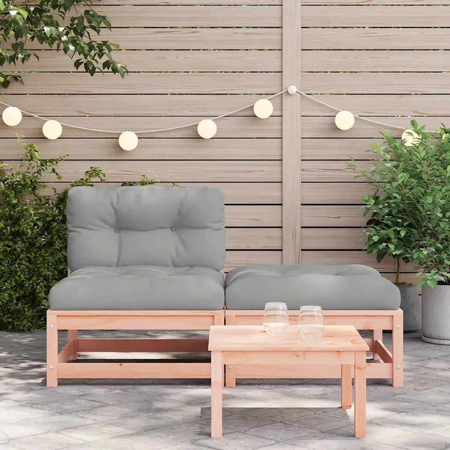Canapé de jardin sans accoudoirs avec coussins et repose-pieds - 3