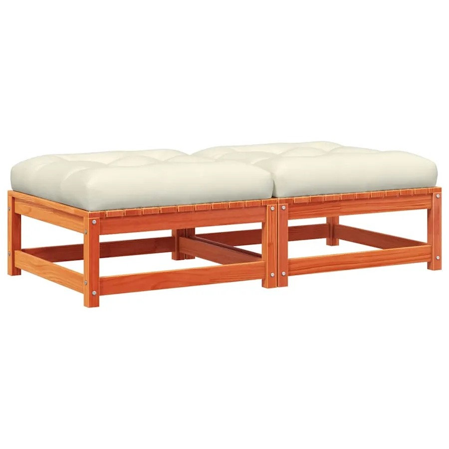 Repose-pieds de jardin avec coussins 2 pcs bois massif pin - 2