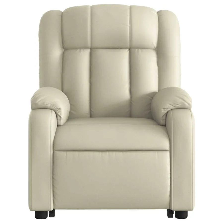 Fauteuil inclinable de massage électrique crème similicuir - 9