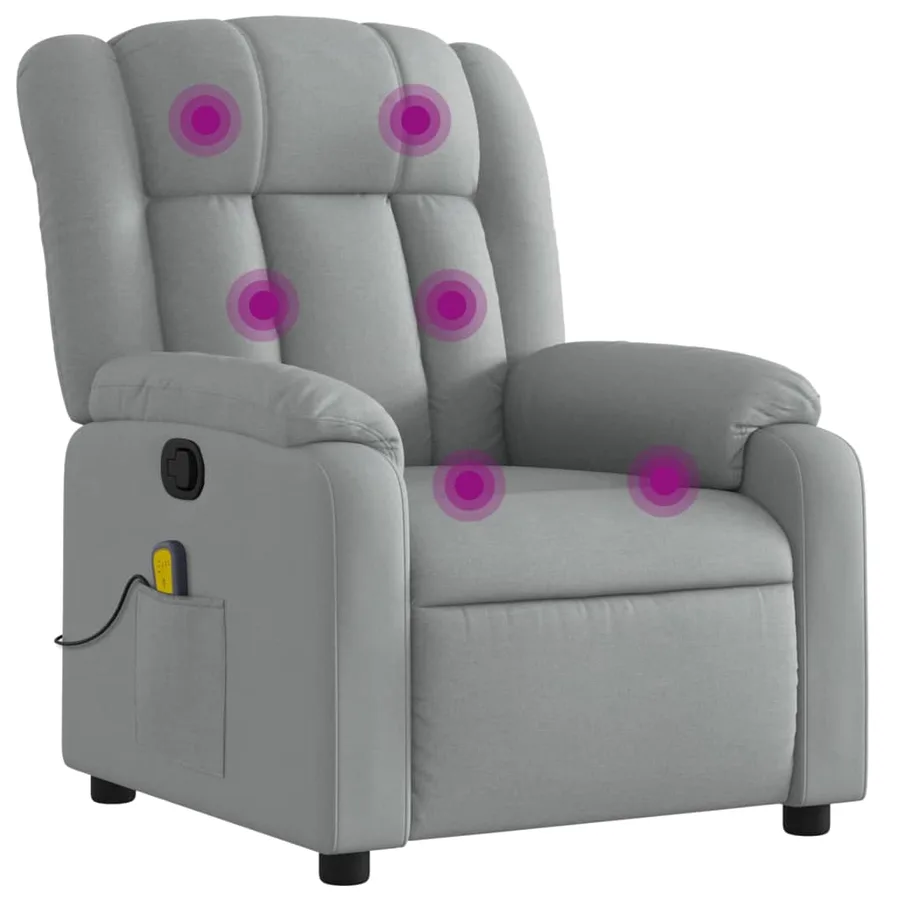 Fauteuil de massage inclinable gris clair tissu - 2