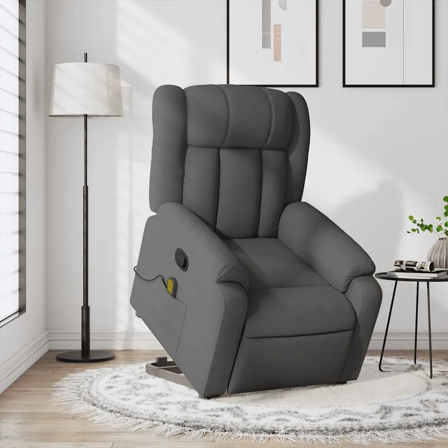 Fauteuil de massage inclinable Gris foncé Tissu - 16