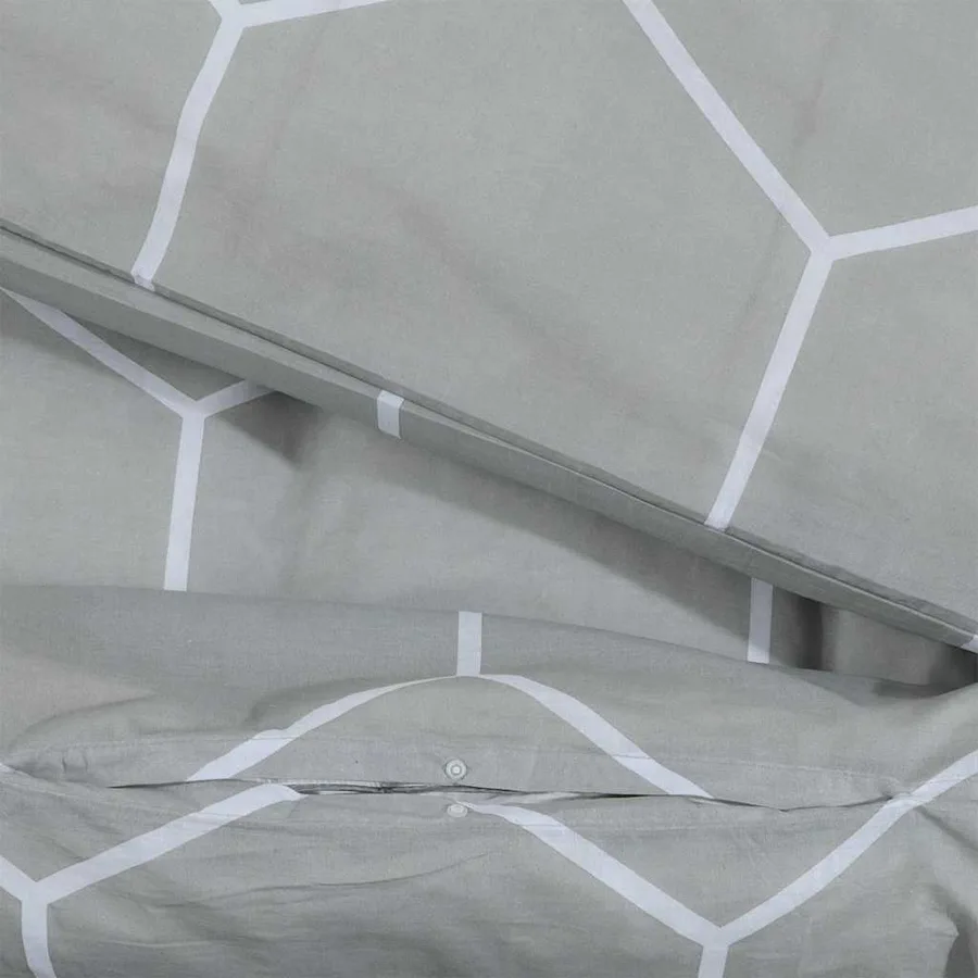 Ensemble de housse de couette Gris 200x200 cm Coton - 4