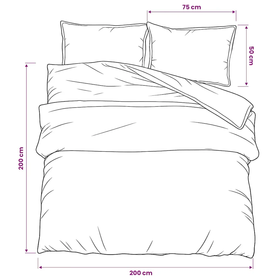 Ensemble de housse de couette Gris 200x200 cm Coton - 6