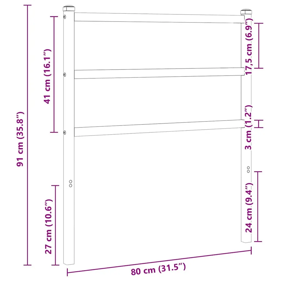 Tête de lit de remplacement métal blanc 75 cm - 5