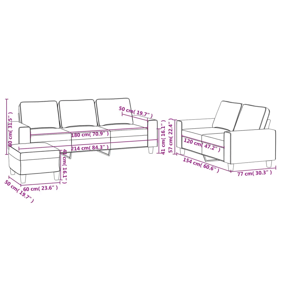 Ensemble de canapés 3 pcs jaune clair tissu - 9