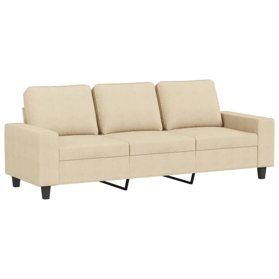 Canapé à 3 places avec repose-pieds Crème 180 cm Tissu - 3