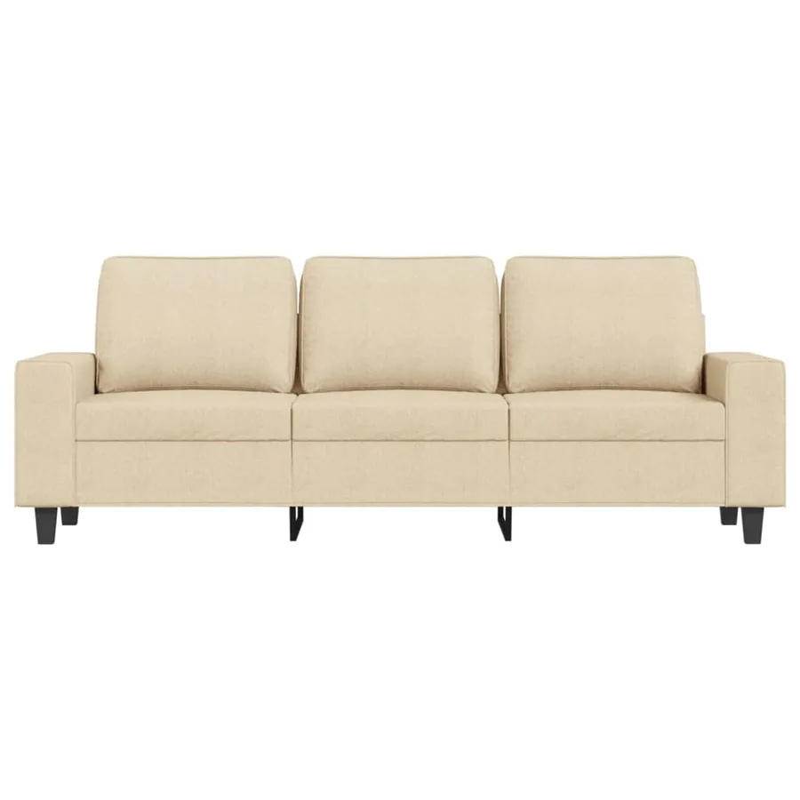 Canapé à 3 places avec repose-pieds Crème 180 cm Tissu - 4