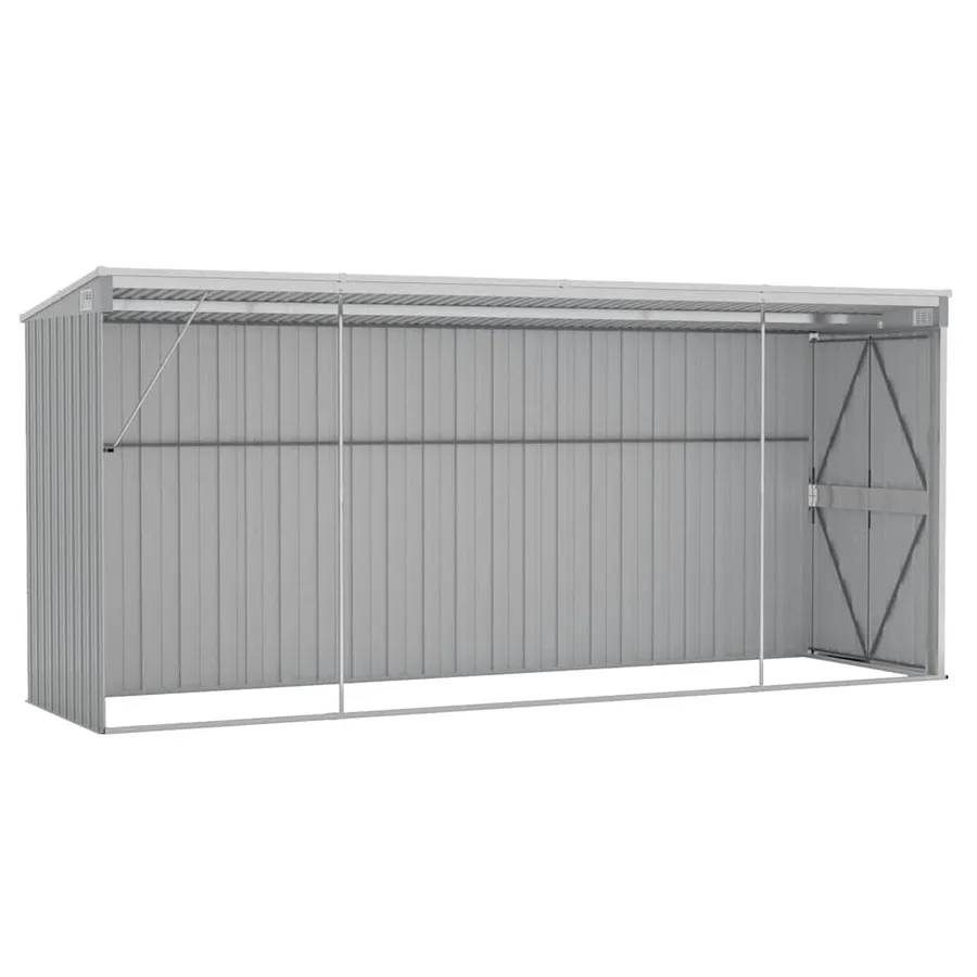 Abri de jardin mural Gris 118x382x178 cm Acier galvanisé - 6