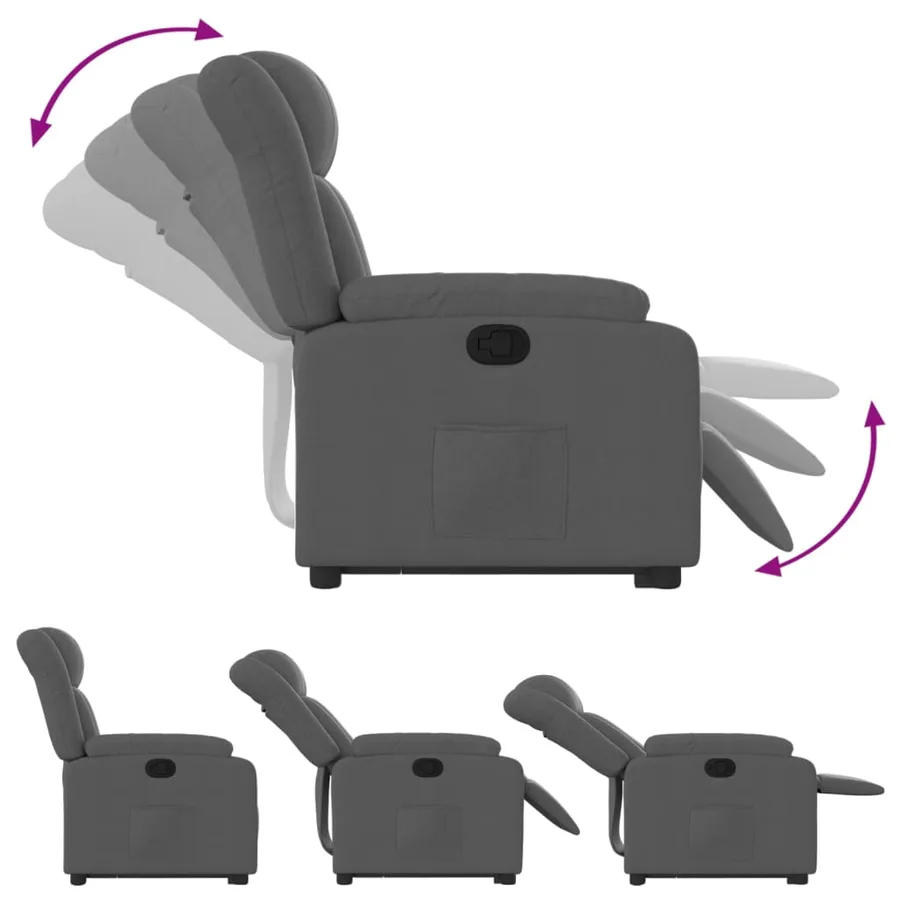 Fauteuil inclinable Gris foncé Tissu - 7