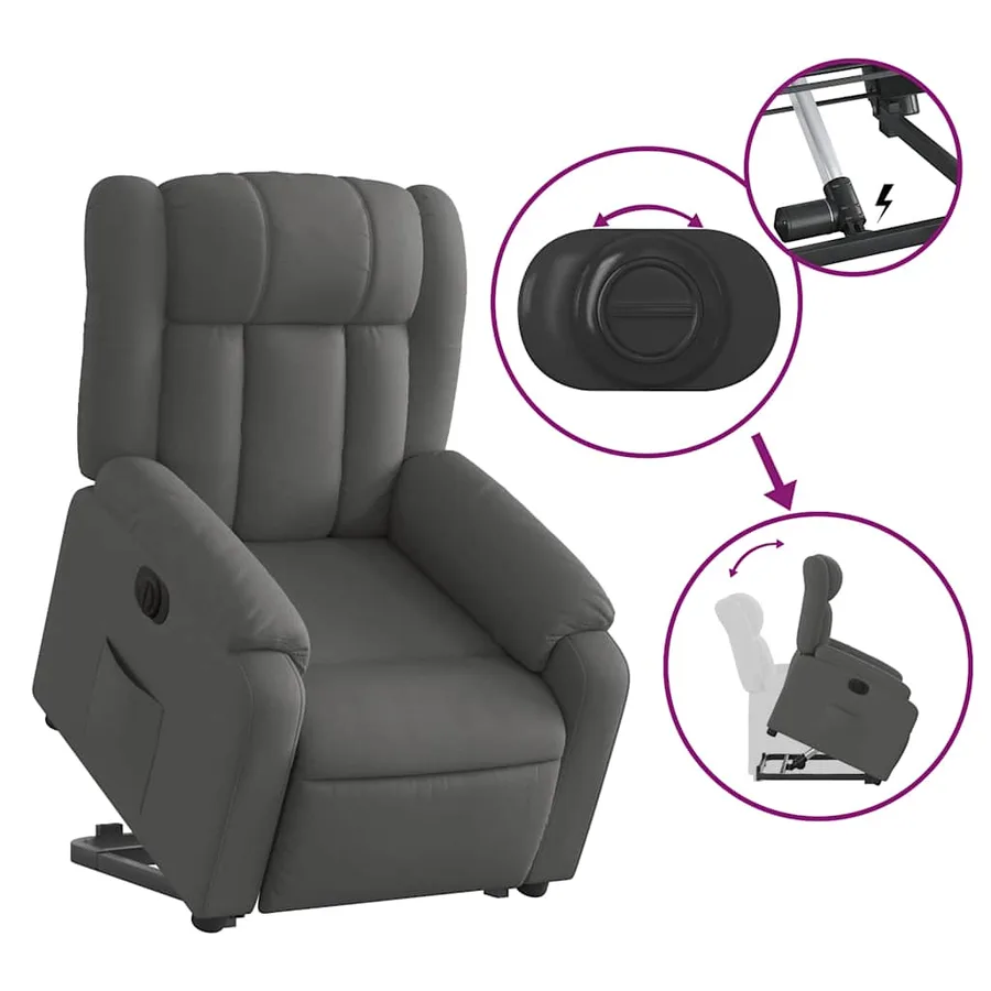 Fauteuil inclinable électrique gris foncé tissu - 11