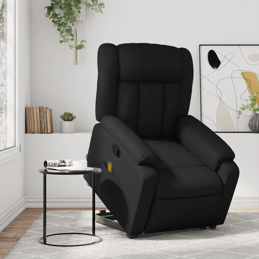 Fauteuil inclinable de massage Noir Similicuir - 15