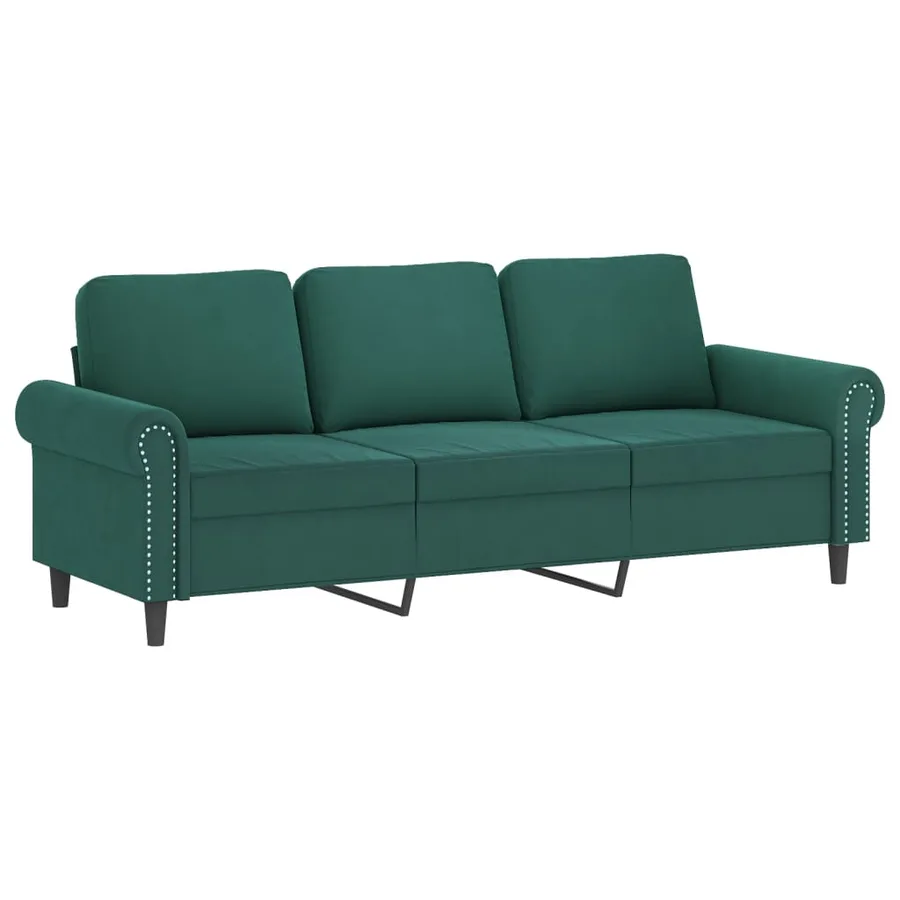 Canapé à 3 places avec repose-pieds Vert foncé 180 cm Velours - 4