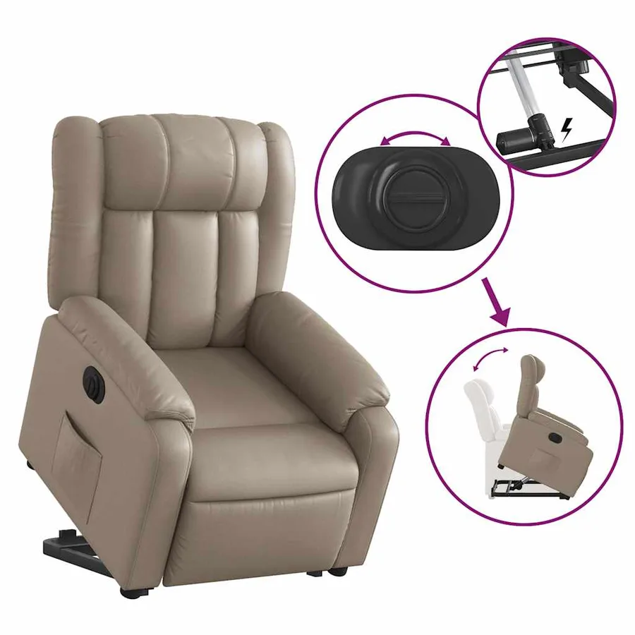 Fauteuil inclinable électrique cappuccino similicuir - 11