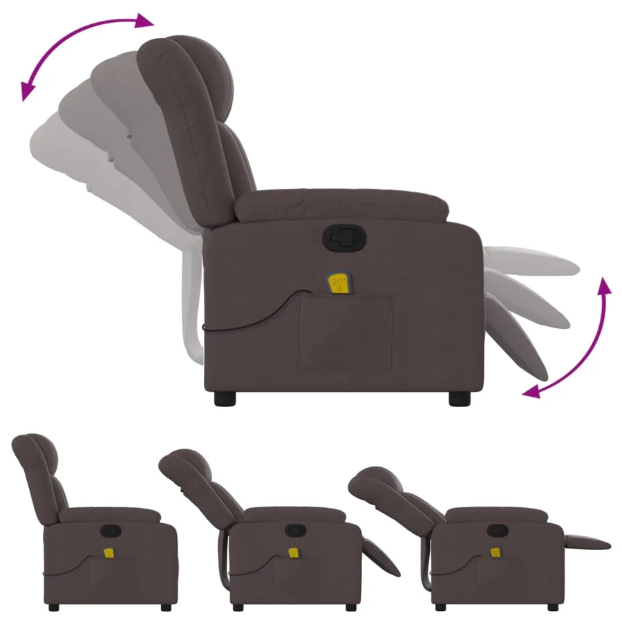 Fauteuil de massage inclinable Marron foncé Tissu - 5