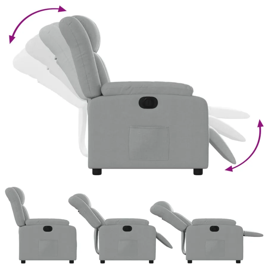 Fauteuil inclinable électrique Gris clair Tissu - 7